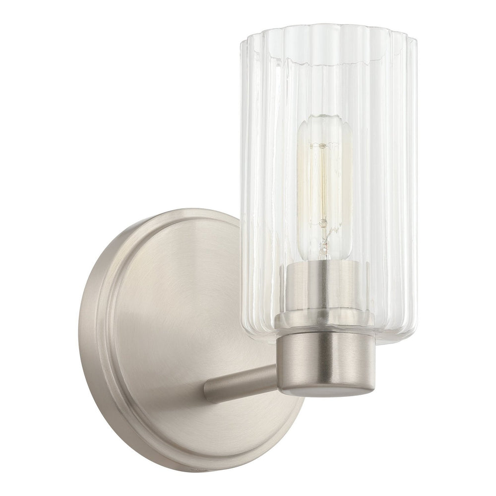 Thesis Canada - One Light Wall Sconce - Bedminster - Brushed Nickel, Clear Ribbed- Union Lighting Luminaires Decor