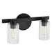 Thesis Canada - Two Light Vanity - Bedminster - Matte Black, Clear Ribbed- Union Lighting Luminaires Decor