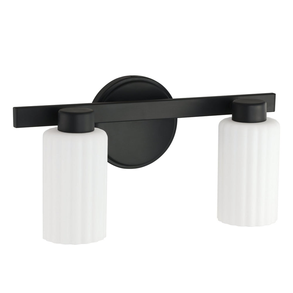 Thesis Canada - Two Light Vanity - Bedminster - Matte Black, Opal Ribbed- Union Lighting Luminaires Decor