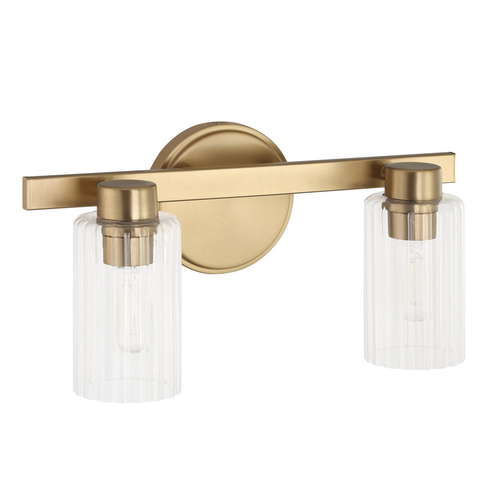 Thesis Canada - Two Light Vanity - Bedminster - Champagne Gold, Clear Ribbed- Union Lighting Luminaires Decor