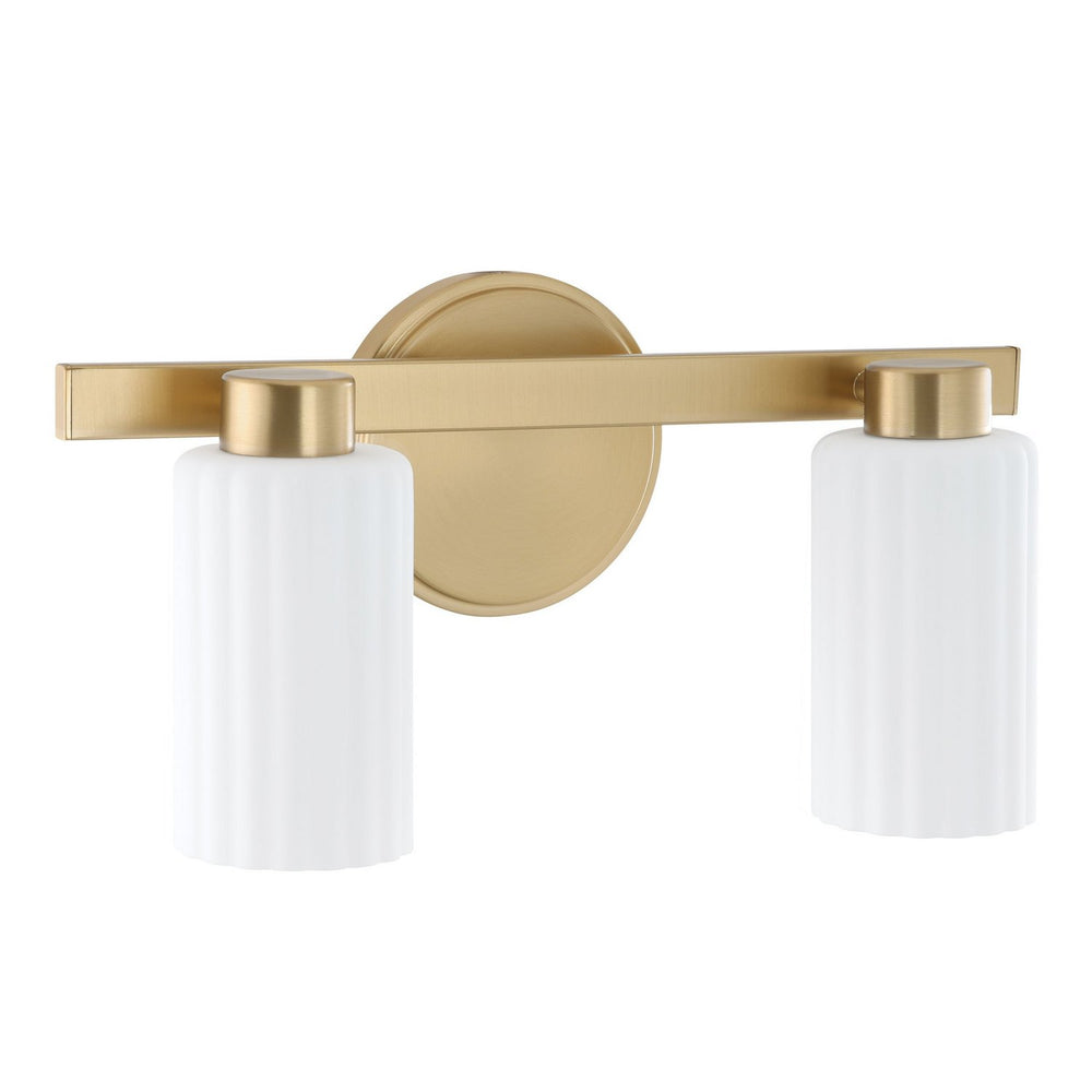 Thesis Canada - Two Light Vanity - Bedminster - Champagne Gold, Opal Ribbed- Union Lighting Luminaires Decor