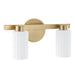 Thesis Canada - Two Light Vanity - Bedminster - Champagne Gold, Opal Ribbed- Union Lighting Luminaires Decor