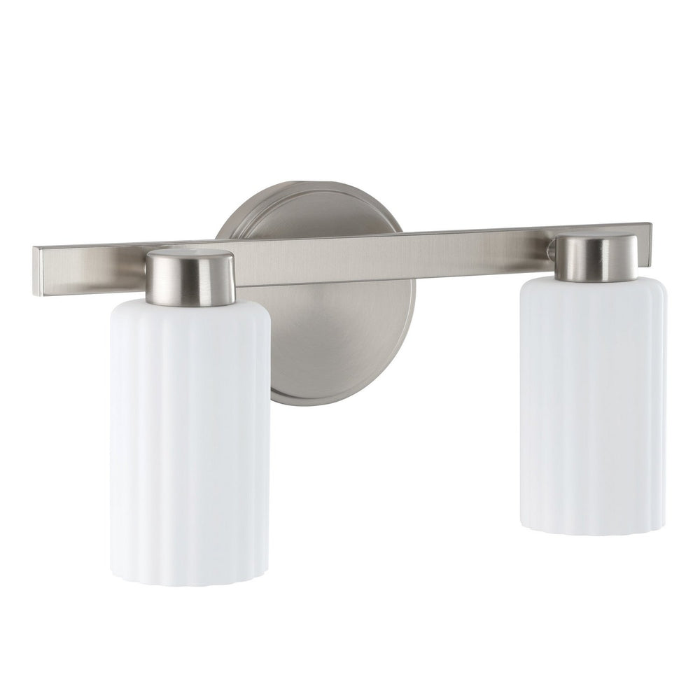 Thesis Canada - Two Light Vanity - Bedminster - Brushed Nickel, Opal Ribbed- Union Lighting Luminaires Decor