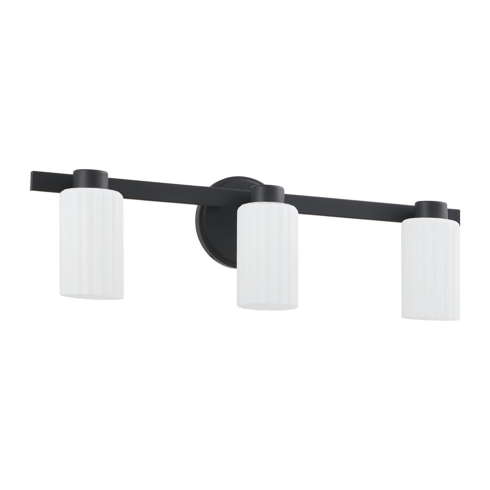 Thesis Canada - Three Light Vanity - Bedminster - Matte Black, Opal Ribbed- Union Lighting Luminaires Decor