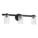 Thesis Canada - Three Light Vanity - Bedminster - Matte Black, Clear Ribbed- Union Lighting Luminaires Decor