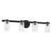 Thesis Canada - Four Light Vanity - Bedminster - Matte Black, Clear Ribbed- Union Lighting Luminaires Decor