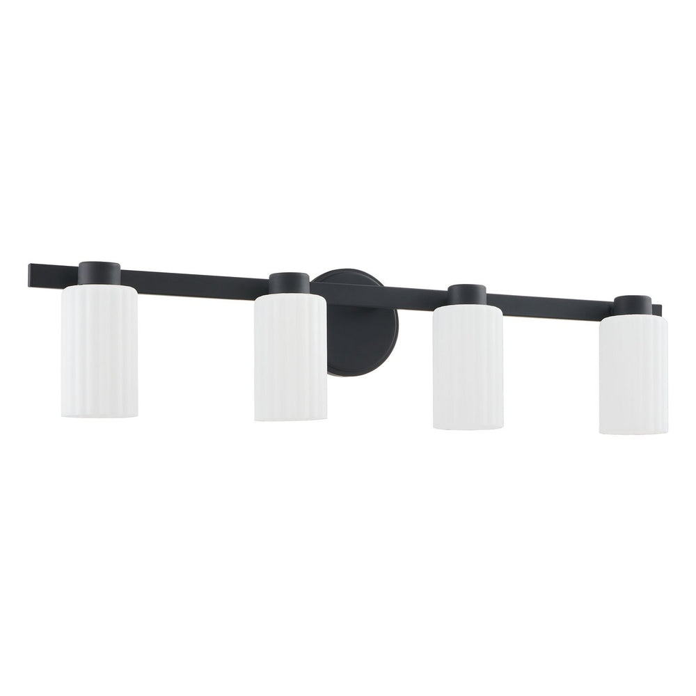 Thesis Canada - Four Light Vanity - Bedminster - Matte Black, Opal Ribbed- Union Lighting Luminaires Decor