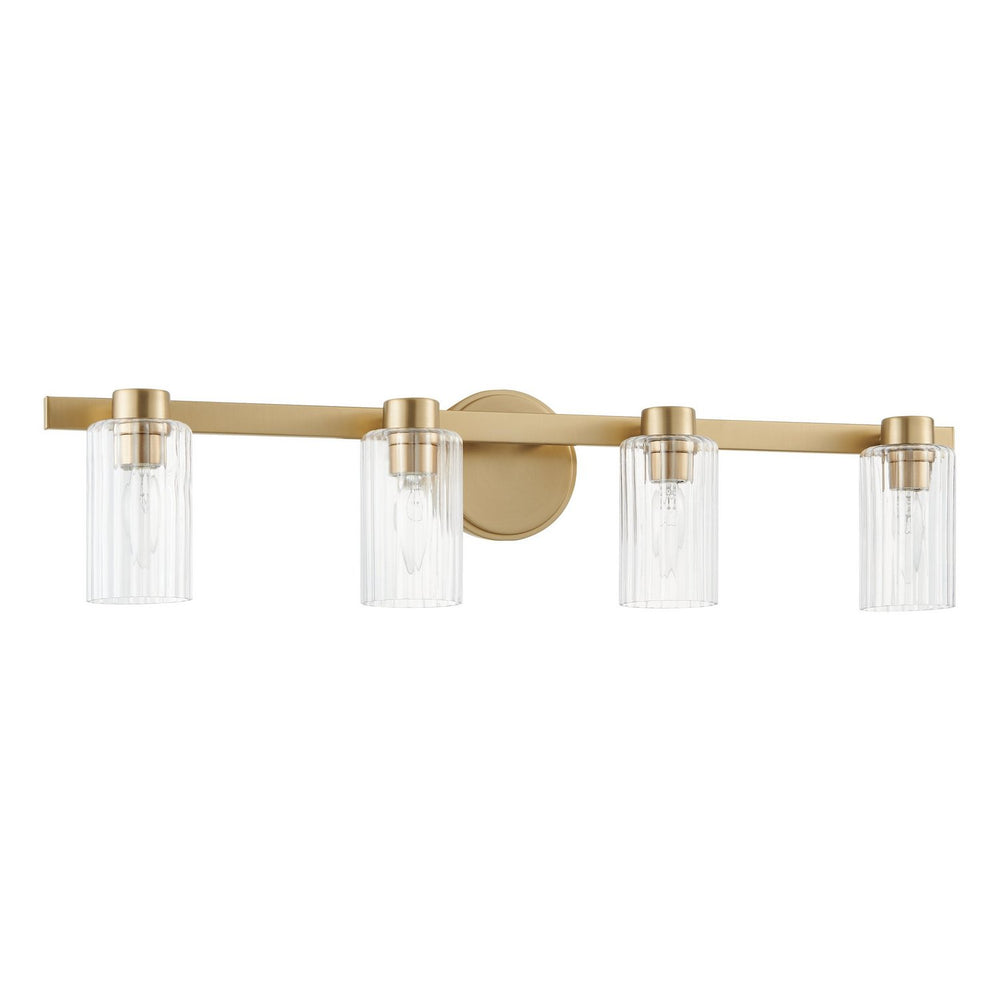 Thesis Canada - Four Light Vanity - Bedminster - Champagne Gold, Clear Ribbed- Union Lighting Luminaires Decor