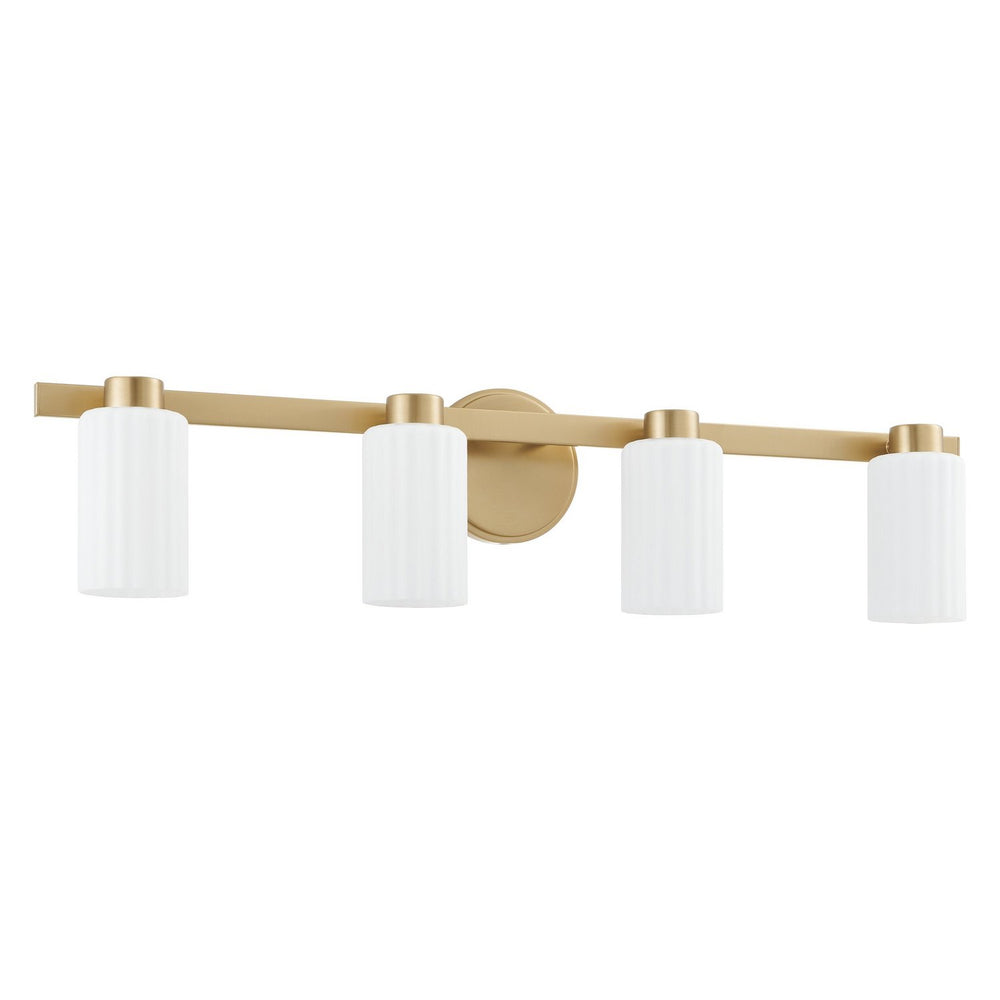 Thesis Canada - Four Light Vanity - Bedminster - Champagne Gold, Opal Ribbed- Union Lighting Luminaires Decor
