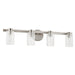 Thesis Canada - Four Light Vanity - Bedminster - Brushed Nickel, Clear Ribbed- Union Lighting Luminaires Decor