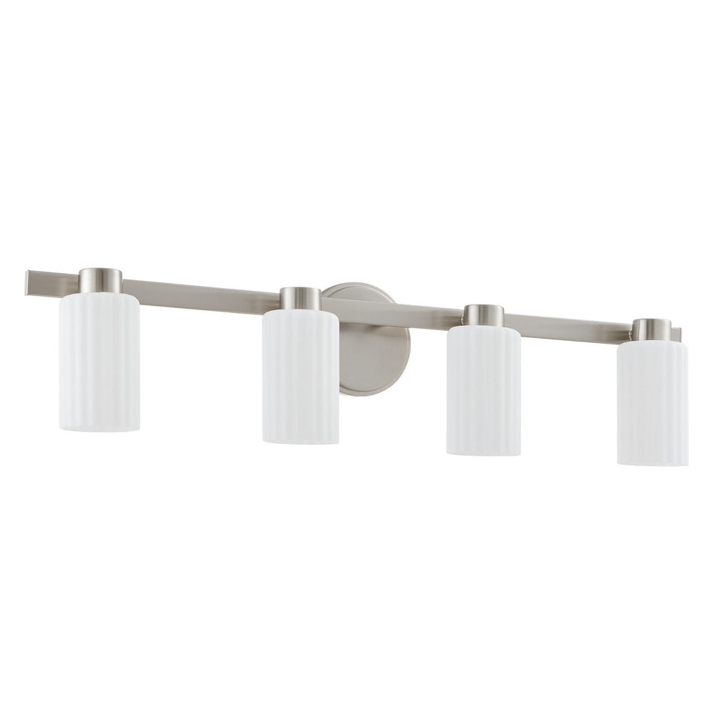 Thesis Canada - Four Light Vanity - Bedminster - Brushed Nickel, Opal Ribbed- Union Lighting Luminaires Decor