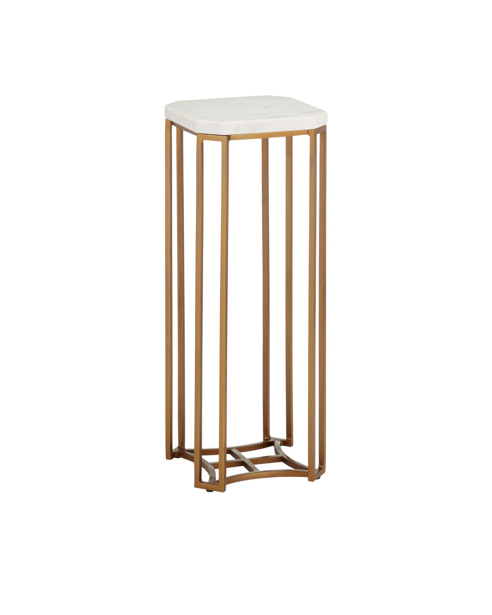 Currey and Company - Drinks Table - Ocho - White/Antique Brass- Union Lighting Luminaires Decor
