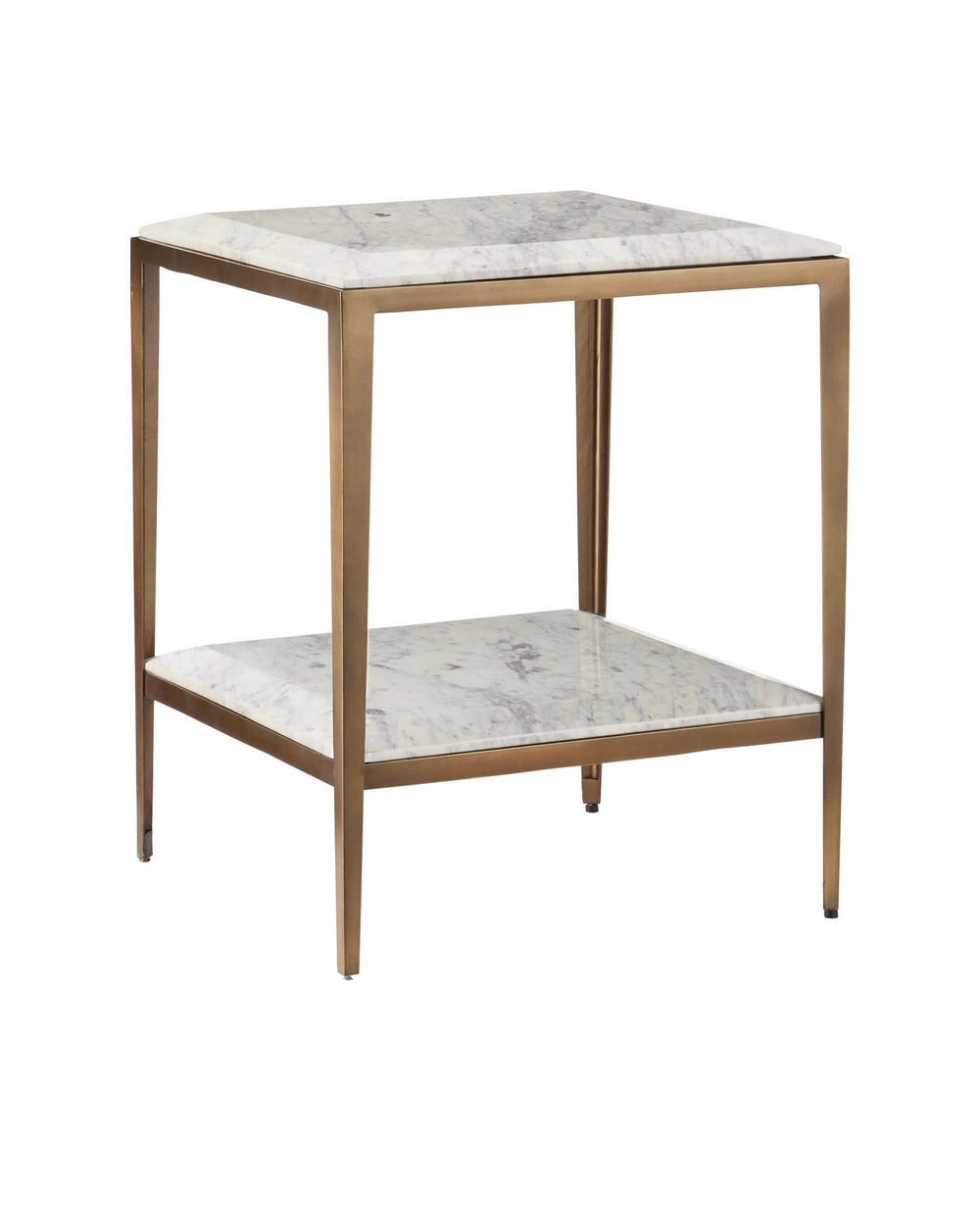 Currey and Company - Side Table - Oblique - Natural/Antique Brass- Union Lighting Luminaires Decor