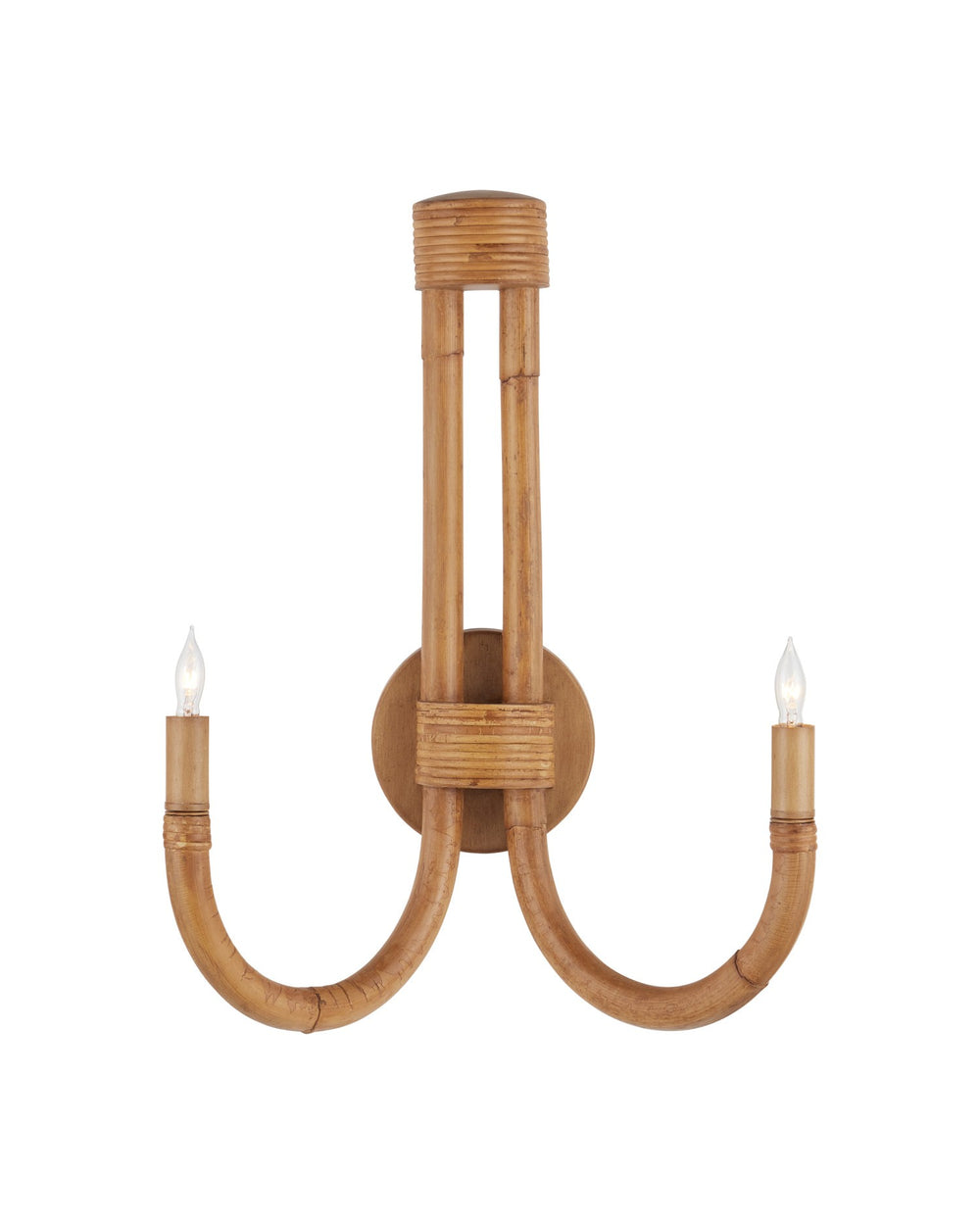 Currey and Company - Two Light Wall Sconce - Samsara - Natural / Saddle Tan- Union Lighting Luminaires Decor
