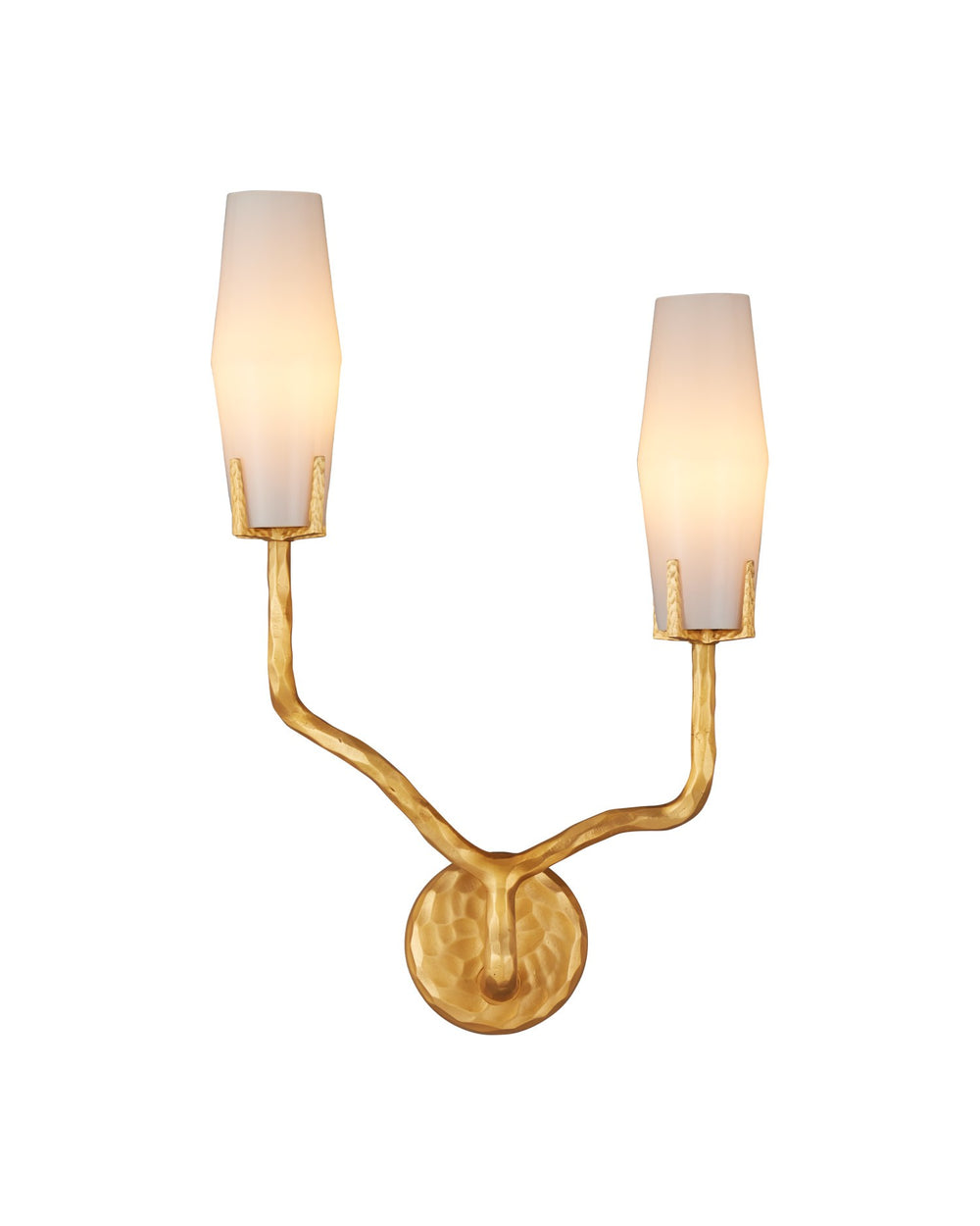 Currey and Company - Two Light Wall Sconce - Mathilda - White/Matte Gold- Union Lighting Luminaires Decor