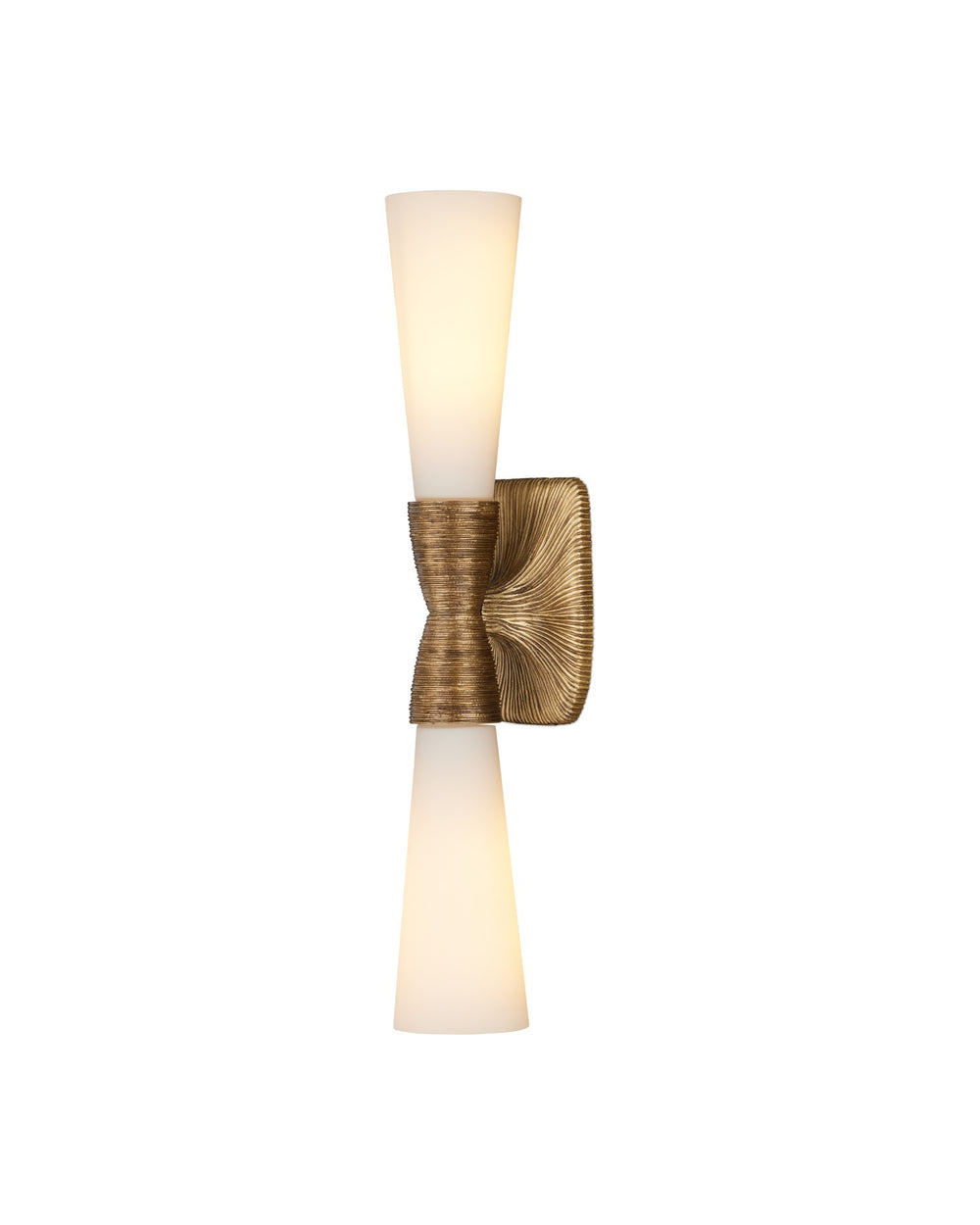 Currey and Company - Two Light Wall Sconce - Burrows - Opaque White/Antique Brass- Union Lighting Luminaires Decor