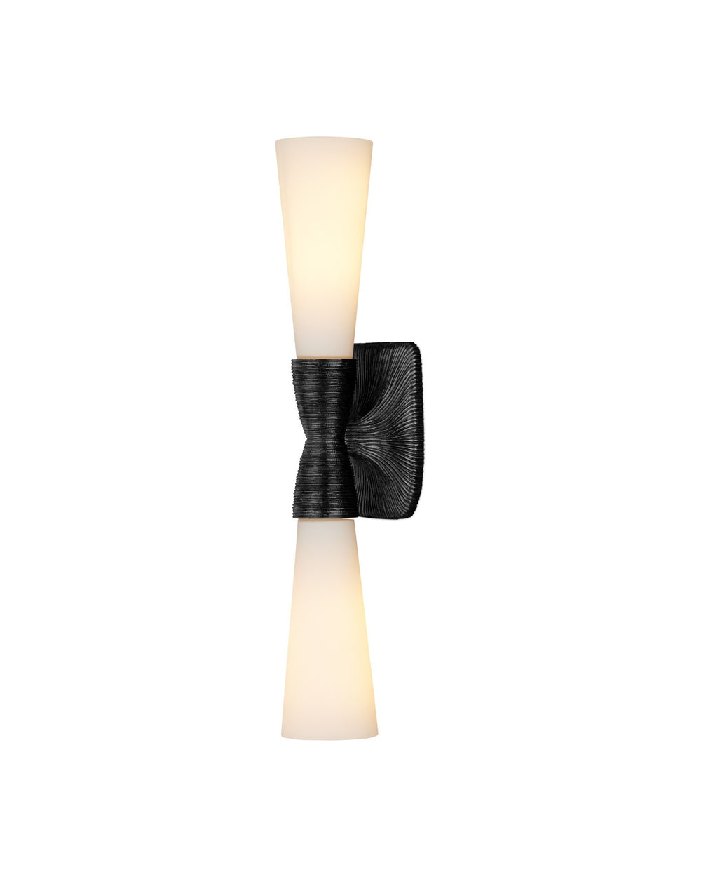 Currey and Company - Two Light Wall Sconce - Burrows - Opaque White/Oil Rubbed Bronze- Union Lighting Luminaires Decor