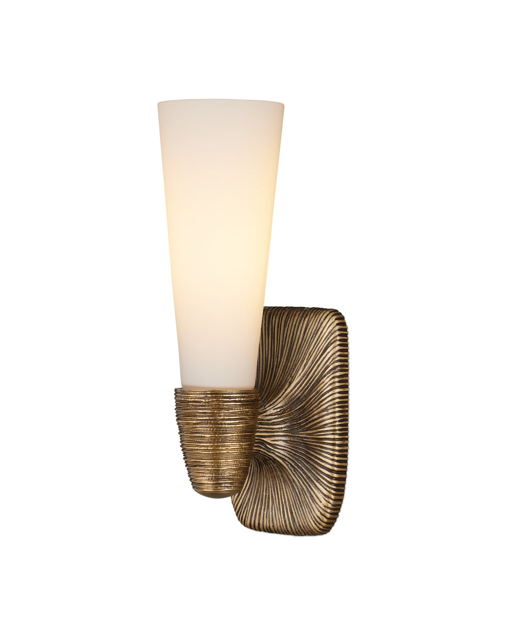 Currey and Company - One Light Wall Sconce - Bonaz - Opaque White/Antique Brass- Union Lighting Luminaires Decor