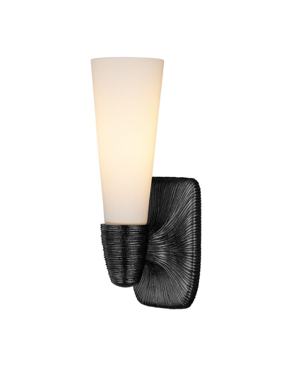 Currey and Company - One Light Wall Sconce - Bonaz - Opaque White/Oil Rubbed Bronze- Union Lighting Luminaires Decor