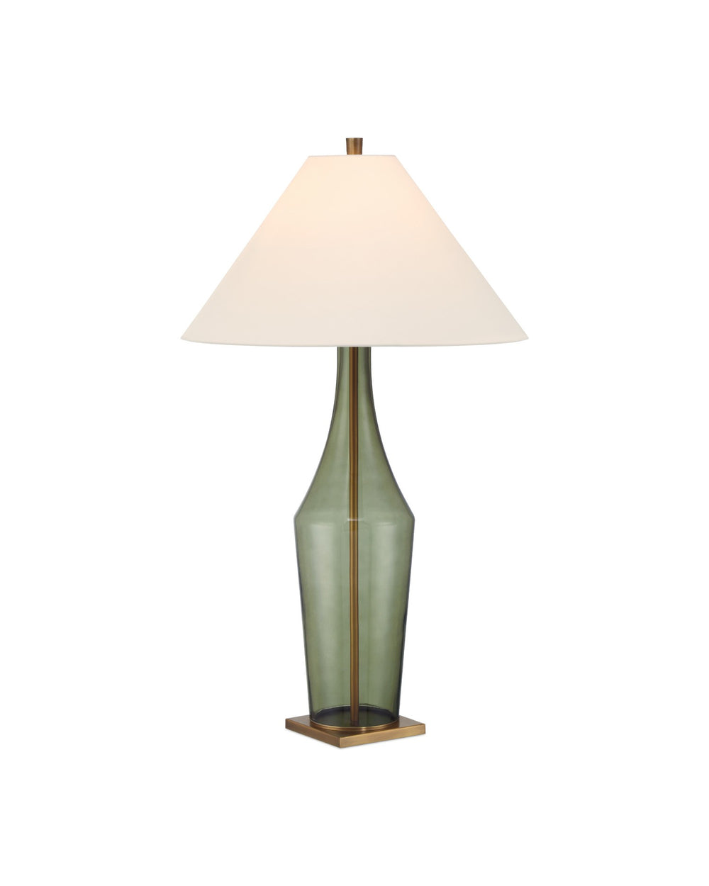 Currey and Company - One Light Table Lamp - Olive - Green/Antique Brass- Union Lighting Luminaires Decor