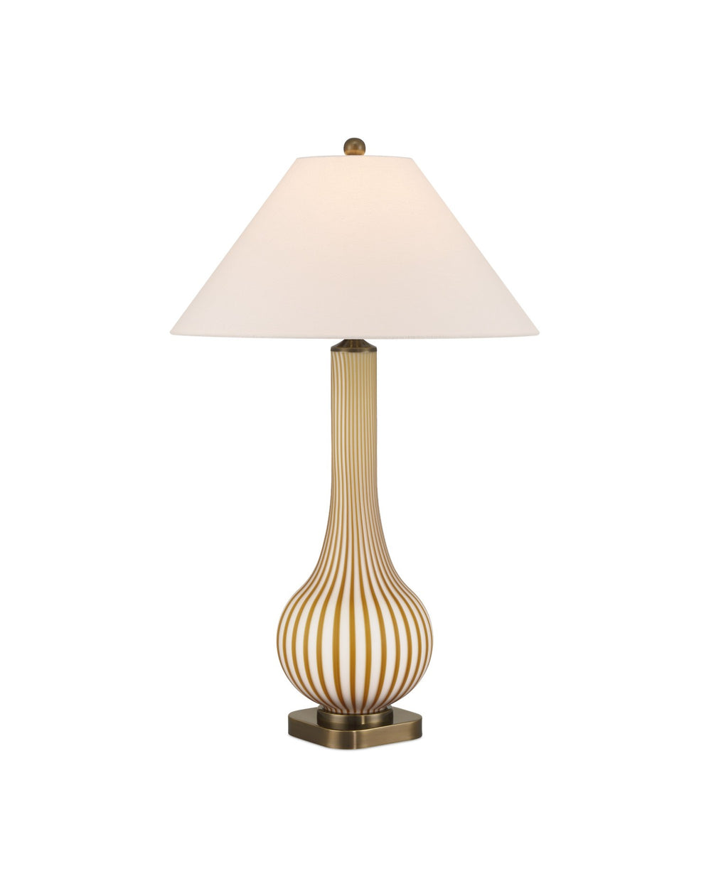 Currey and Company - One Light Table Lamp - Striae Table Lamp - Yellow / Off-White- Union Lighting Luminaires Decor