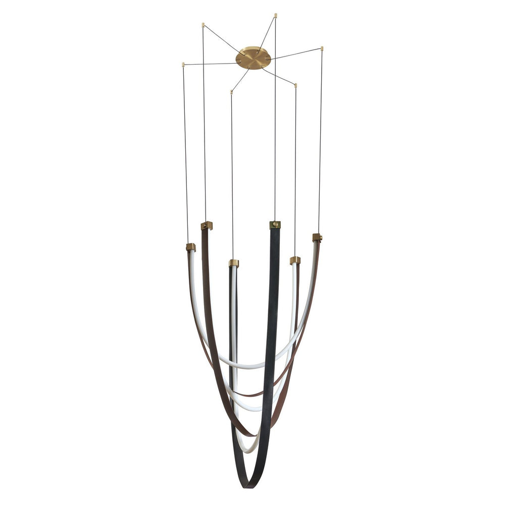 Thesis Canada - LED Chandelier - Ayers - Champagne Bronze w/Black/Brown Leather- Union Lighting Luminaires Decor