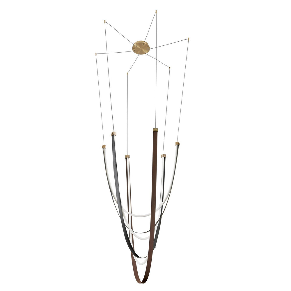 Thesis Canada - LED Chandelier - Ayers - Champagne Bronze w/Black/Brown Leather- Union Lighting Luminaires Decor