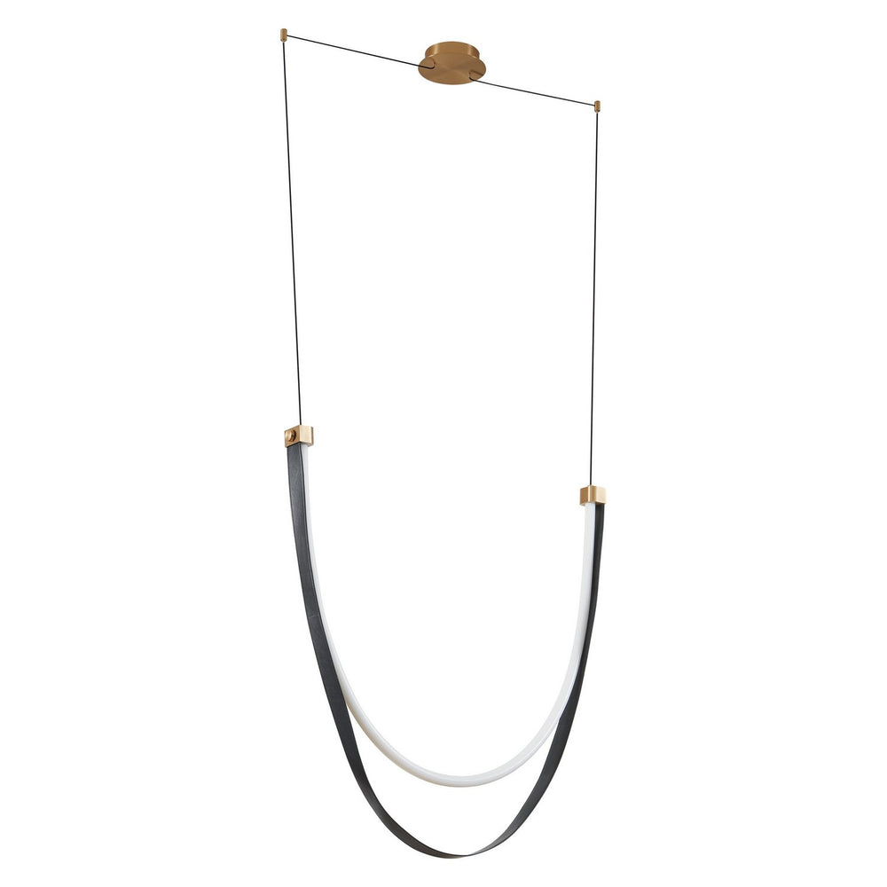 Thesis Canada - LED Linear Chandelier - Ayers - Champagne Bronze w/Black/Brown Leather- Union Lighting Luminaires Decor