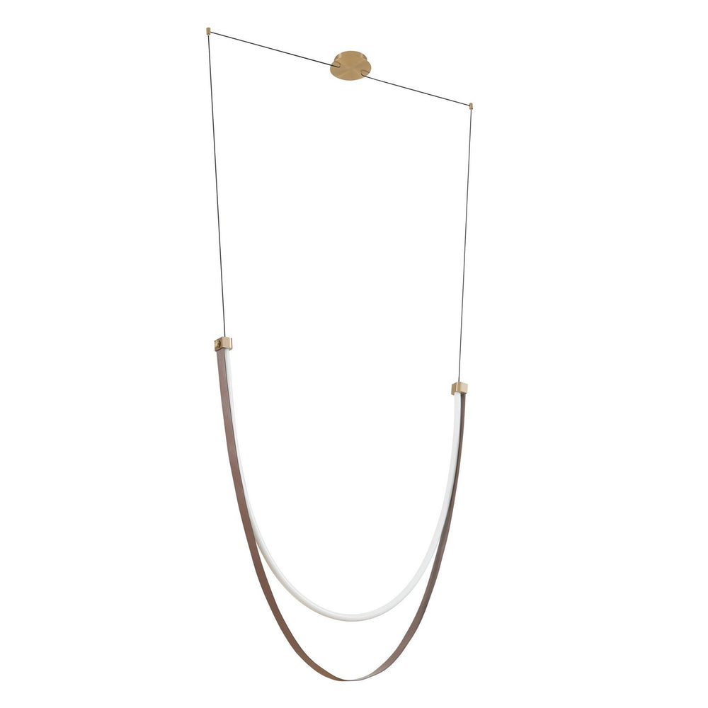 Thesis Canada - LED Linear Chandelier - Ayers - Champagne Bronze w/Black/Brown Leather- Union Lighting Luminaires Decor