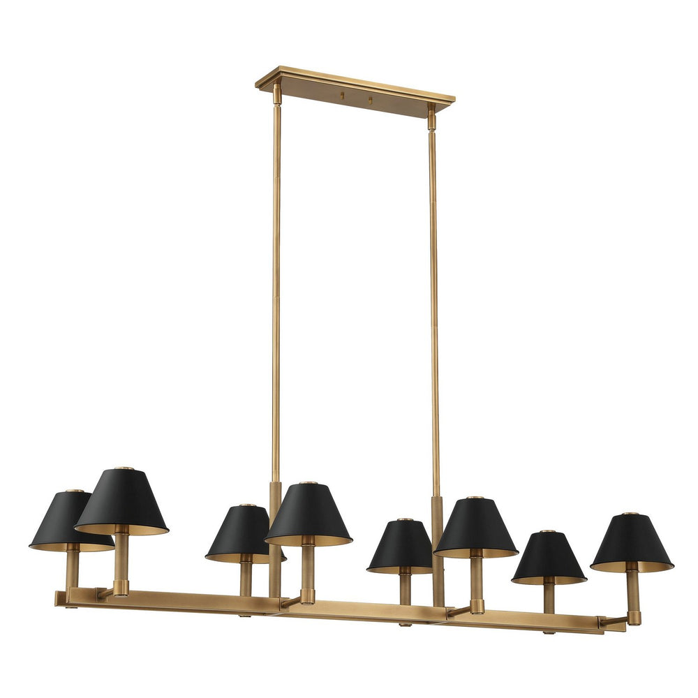 Thesis Canada - Eight Light Linear Chandelier - Mcgill - Natural Brass, Matte Black- Union Lighting Luminaires Decor