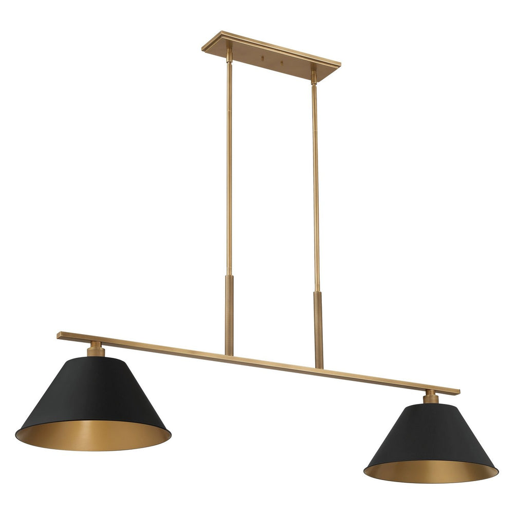 Thesis Canada - Two Light Linear Chandelier - Mcgill - Natural Brass, Matte Black- Union Lighting Luminaires Decor