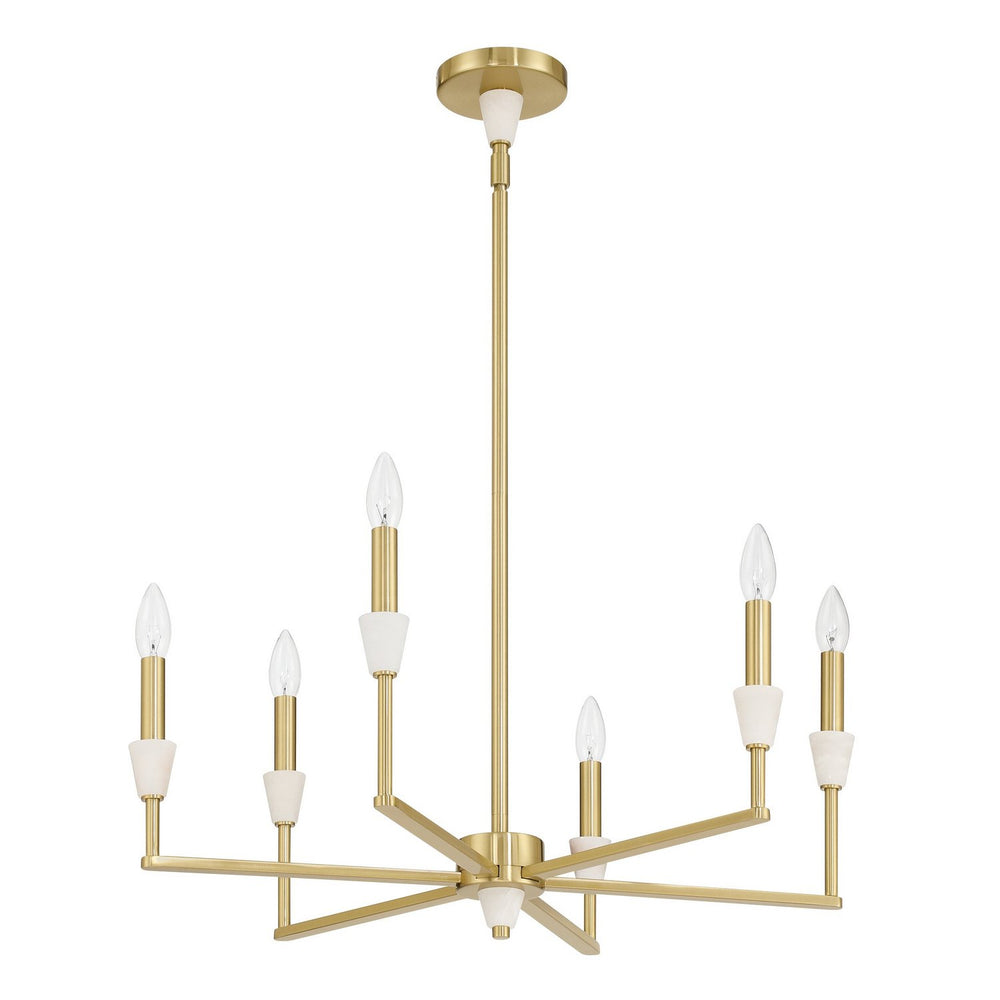 Thesis Canada - Six Light Chandelier - Montclair - Brushed Gold, White- Union Lighting Luminaires Decor