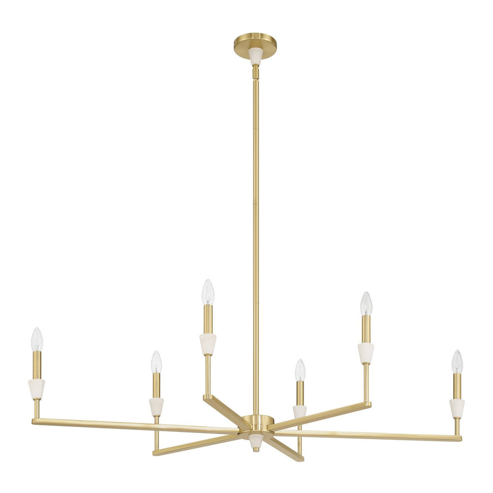 Thesis Canada - Six Light Linear Chandelier - Montclair - Brushed Gold, White- Union Lighting Luminaires Decor