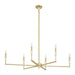 Thesis Canada - Six Light Linear Chandelier - Montclair - Brushed Gold, White- Union Lighting Luminaires Decor