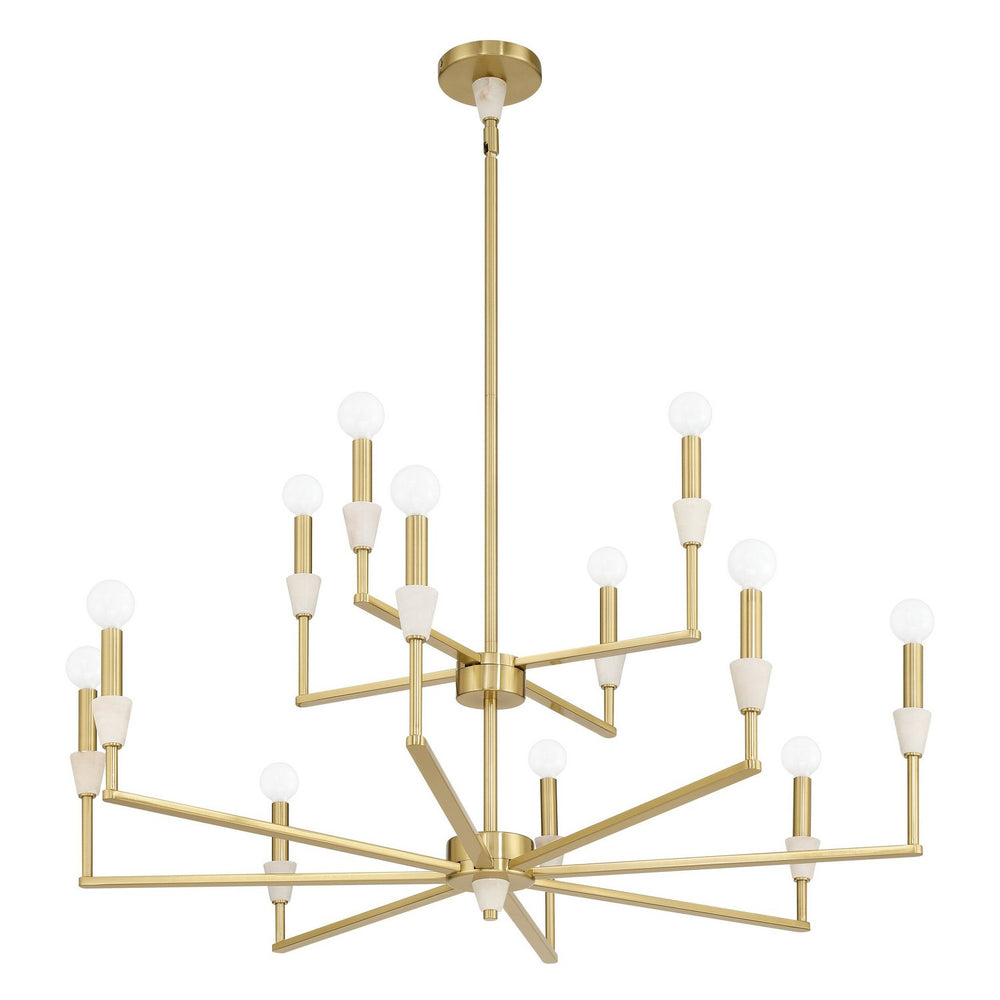 Thesis Canada - 12 Light Chandelier - Montclair - Brushed Gold, White- Union Lighting Luminaires Decor