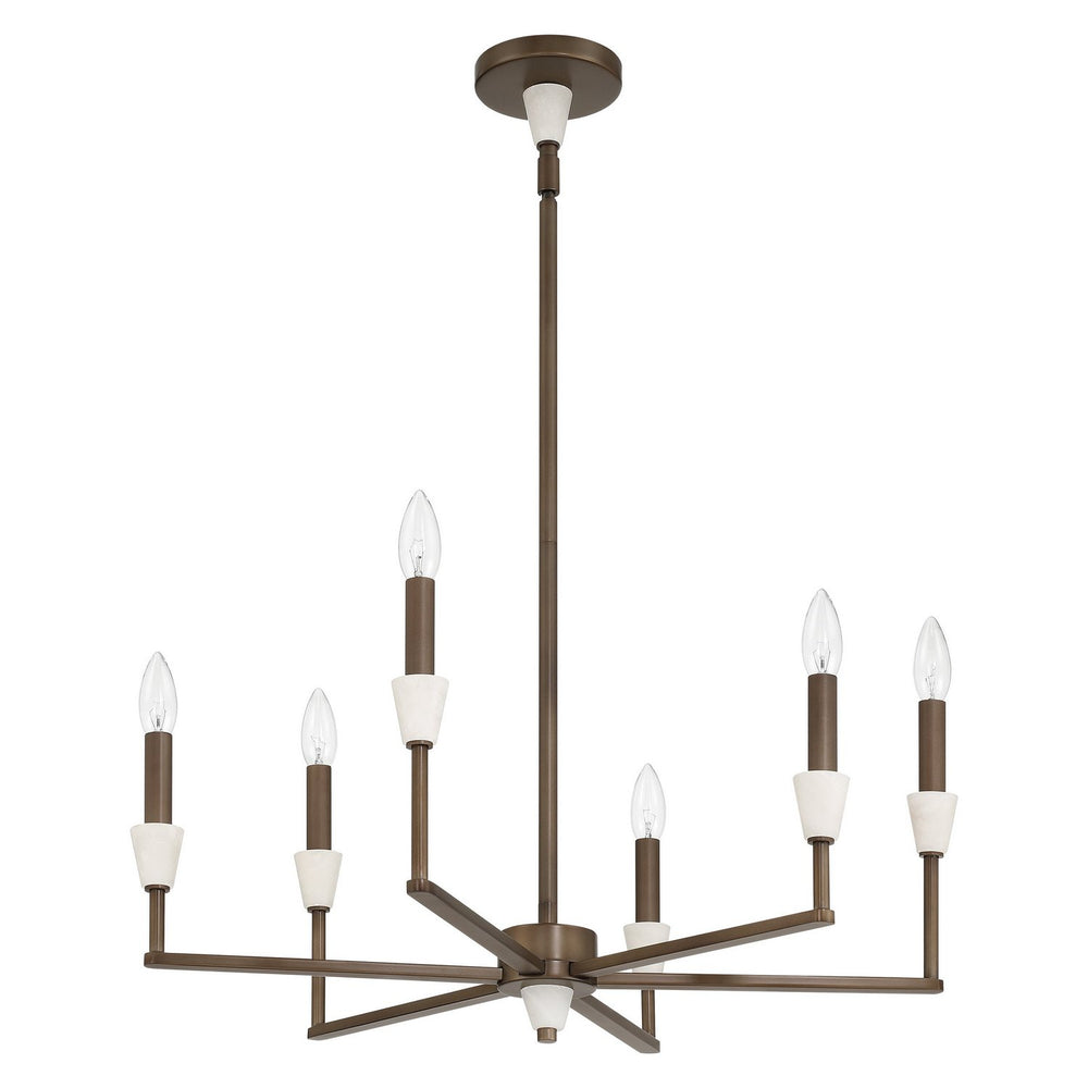 Thesis Canada - Six Light Chandelier - Montclair - Forged Bronze, White- Union Lighting Luminaires Decor