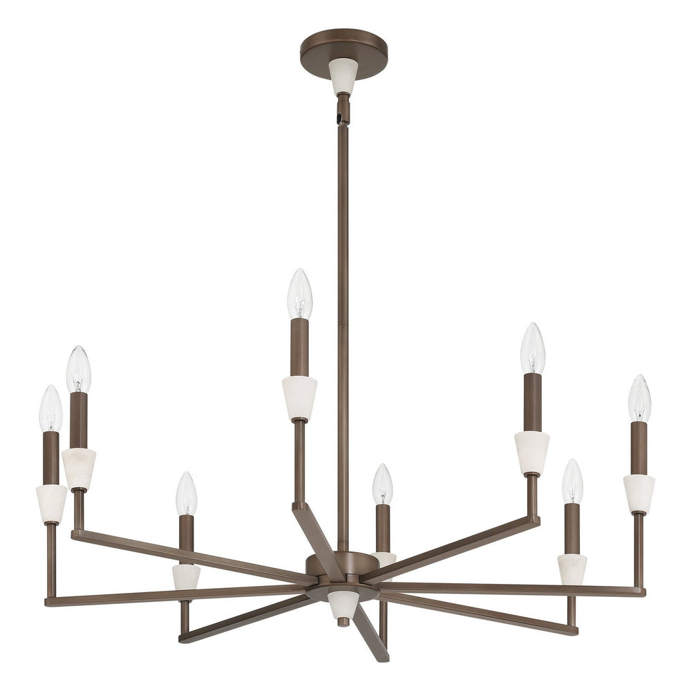 Thesis Canada - Eight Light Chandelier - Montclair - Forged Bronze, White- Union Lighting Luminaires Decor