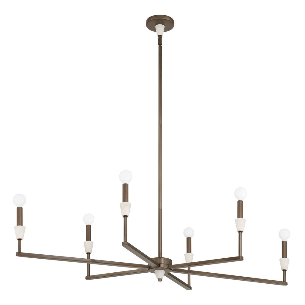 Thesis Canada - Six Light Linear Chandelier - Montclair - Forged Bronze, White- Union Lighting Luminaires Decor