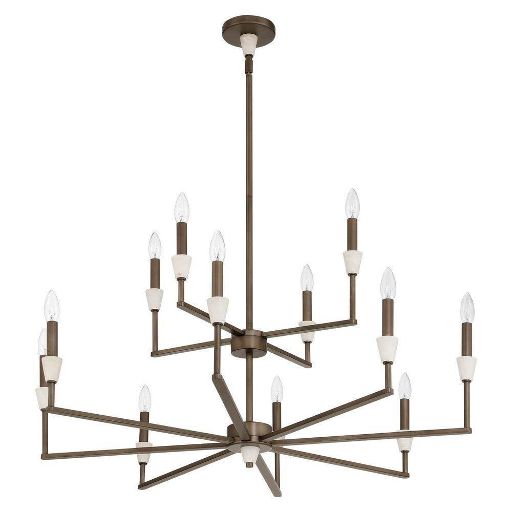 Thesis Canada - 12 Light Chandelier - Montclair - Forged Bronze, White- Union Lighting Luminaires Decor