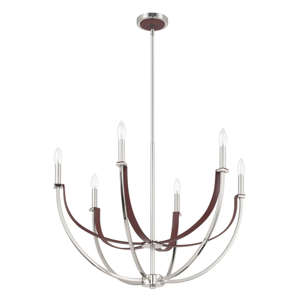 Thesis Canada - Six Light Chandelier - Sussex - Polished Nickel, Dark Brown- Union Lighting Luminaires Decor