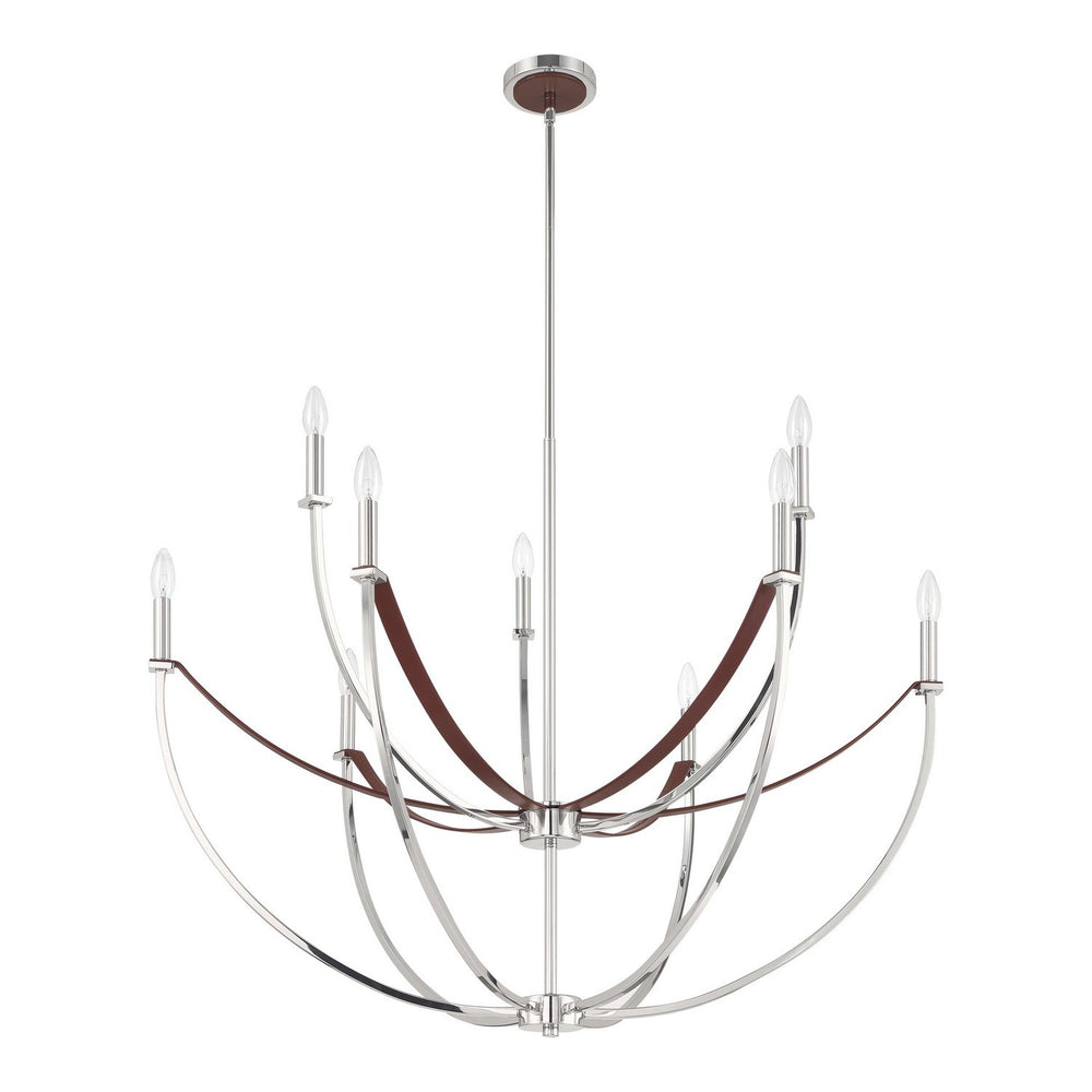 Thesis Canada - Nine Light Chandelier - Sussex - Polished Nickel, Dark Brown- Union Lighting Luminaires Decor