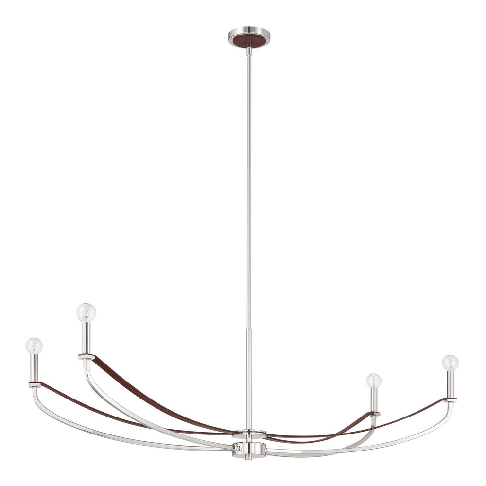 Thesis Canada - Four Light Linear Chandelier - Sussex - Polished Nickel, Dark Brown- Union Lighting Luminaires Decor