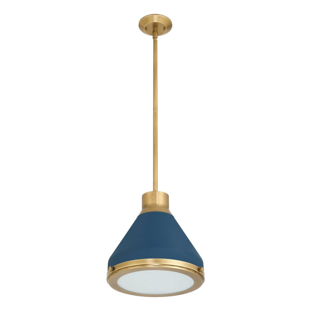 Thesis Canada - One Light Pendant - Doyle - Natural Brass, Matte Blue- Union Lighting Luminaires Decor