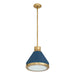 Thesis Canada - One Light Pendant - Doyle - Natural Brass, Matte Blue- Union Lighting Luminaires Decor
