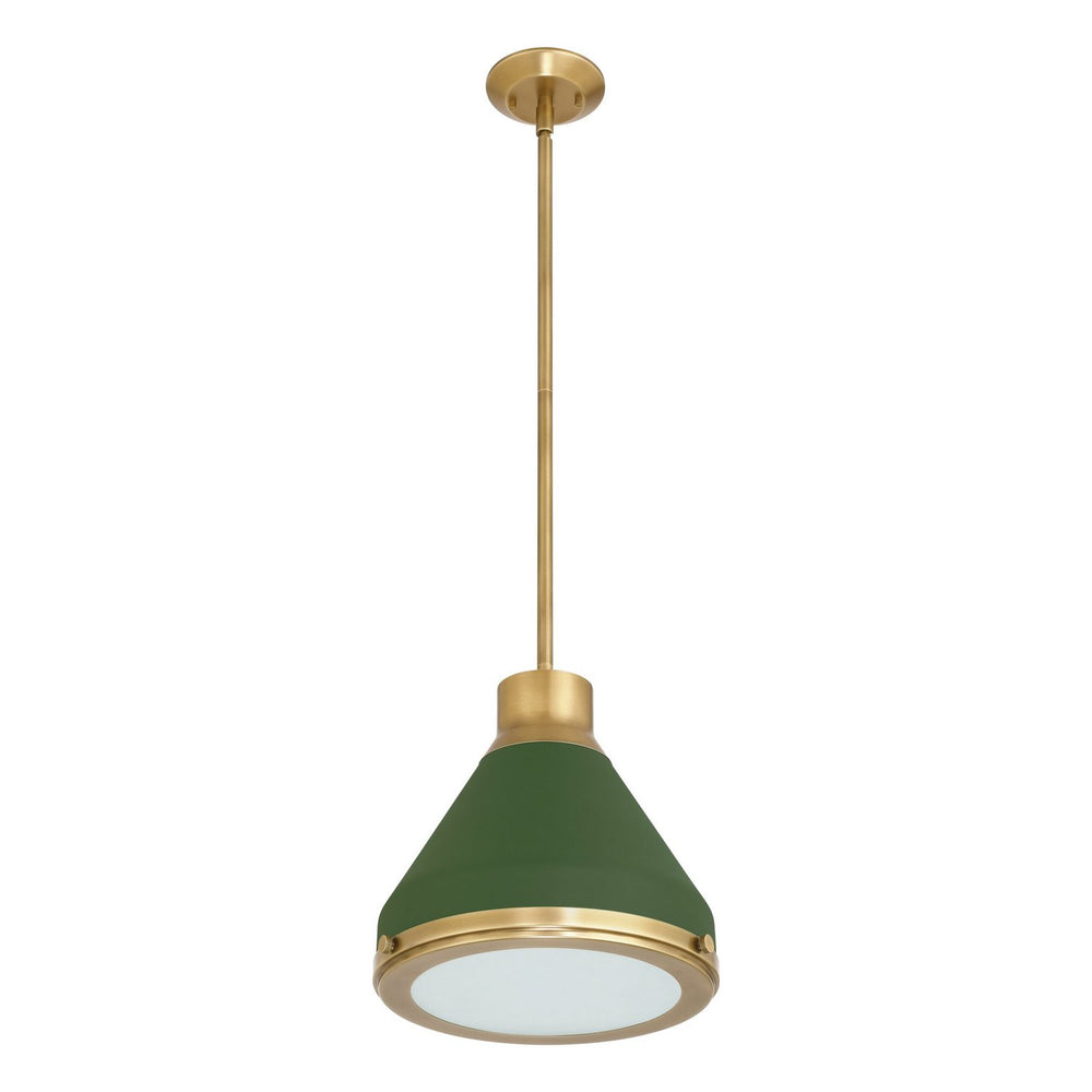 Thesis Canada - One Light Pendant - Doyle - Natural Brass, Matte Green- Union Lighting Luminaires Decor