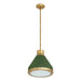 Thesis Canada - One Light Pendant - Doyle - Natural Brass, Matte Green- Union Lighting Luminaires Decor
