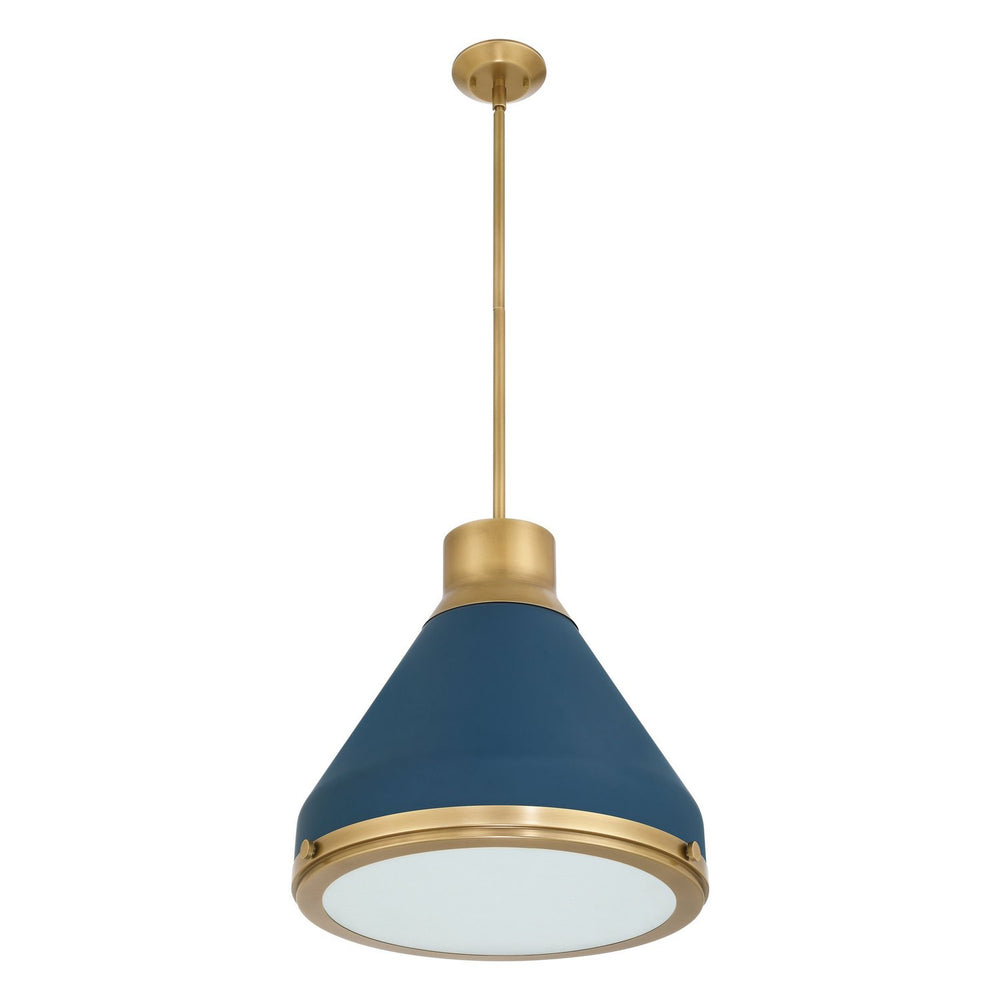 Thesis Canada - One Light Pendant - Doyle - Natural Brass, Matte Blue- Union Lighting Luminaires Decor