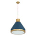 Thesis Canada - One Light Pendant - Doyle - Natural Brass, Matte Blue- Union Lighting Luminaires Decor