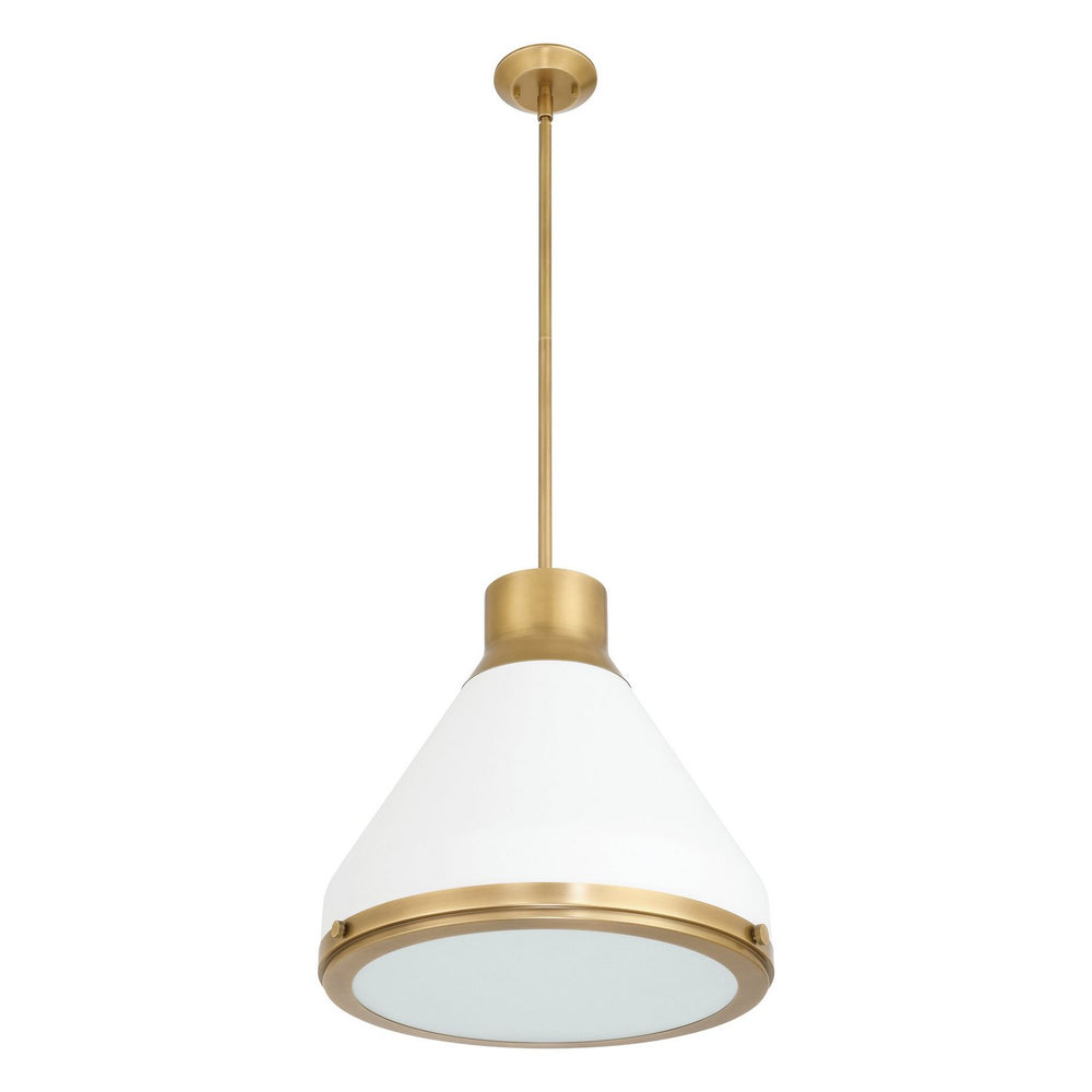 Thesis Canada - One Light Pendant - Doyle - Natural Brass, Matte White- Union Lighting Luminaires Decor
