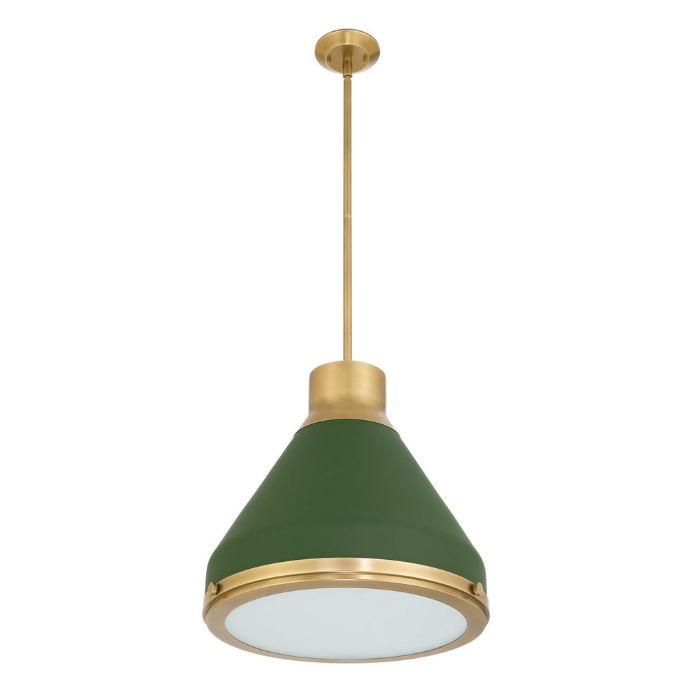 Thesis Canada - One Light Pendant - Doyle - Natural Brass, Matte Green- Union Lighting Luminaires Decor
